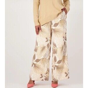 NEW Girl With Curves Slinky Satin Palm Leaf Palazzo Wide Leg Pants Pockets Sz 4X